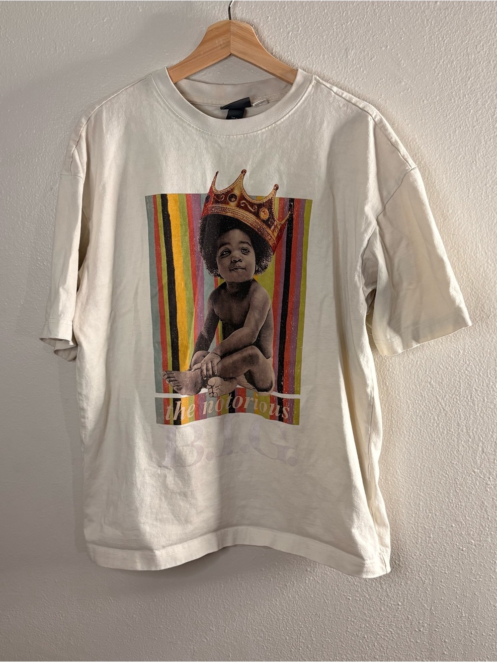 White Graphic Tee with Crown Baby Print